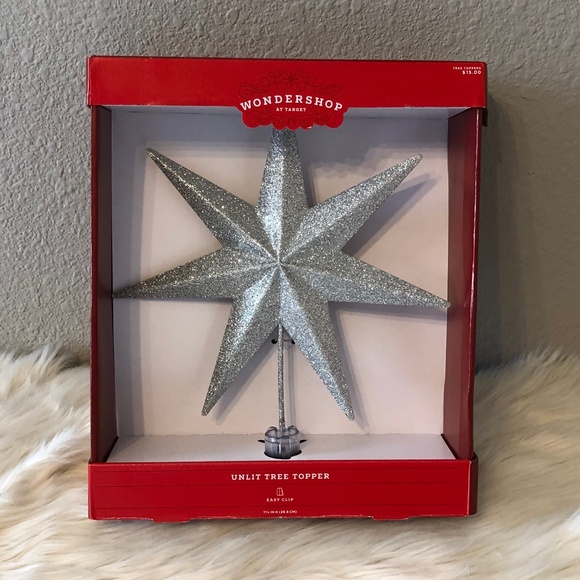 NIB Wondershop Silver Glitter Unlit Tree Topper - Picture 2 of 4